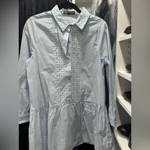 Zara blue button down dress